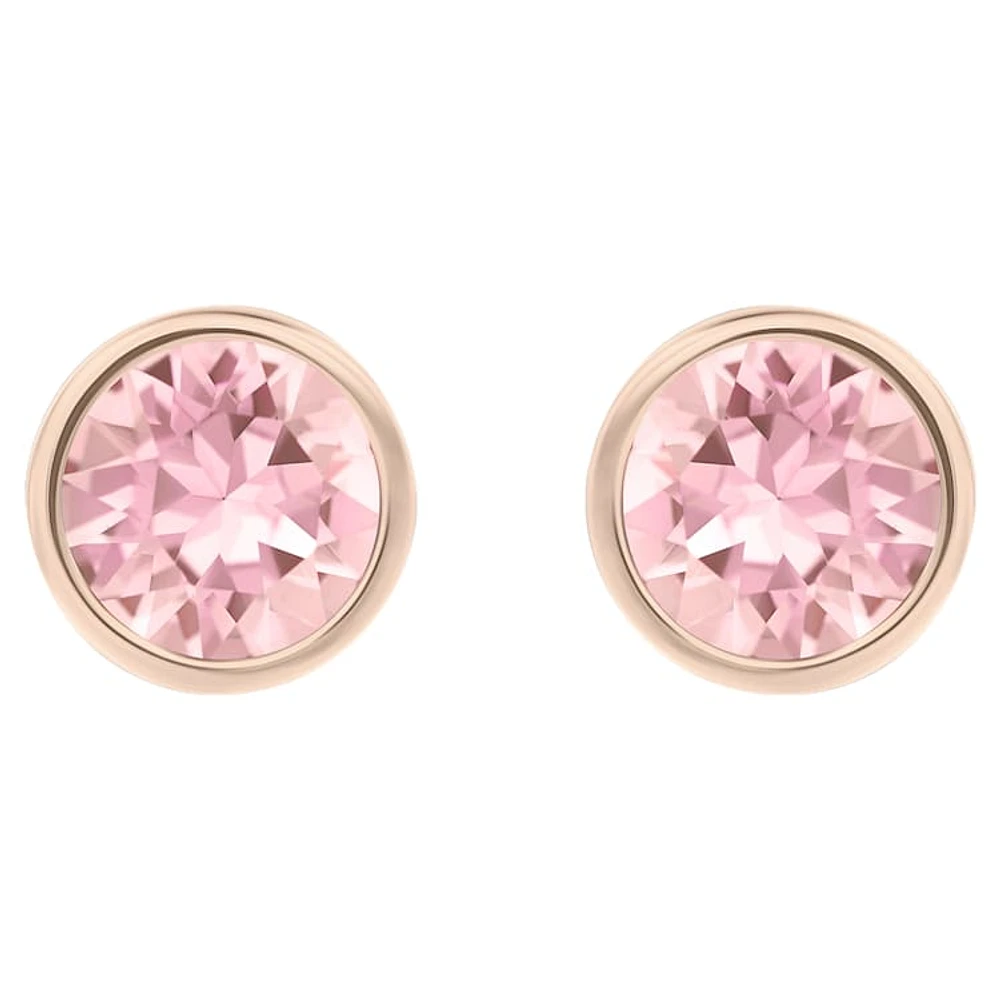 Imber stud earrings, Round cut, Pink, Rose gold-tone plated by SWAROVSKI