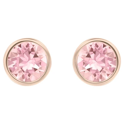 Imber stud earrings, Round cut, Pink, Rose gold-tone plated by SWAROVSKI