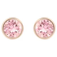 Imber stud earrings, Round cut, Pink, Rose gold-tone plated by SWAROVSKI