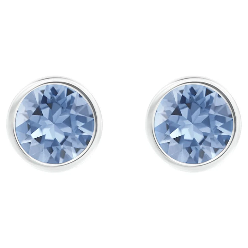 Imber stud earrings, Round cut, Blue, Rhodium plated by SWAROVSKI