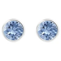 Imber stud earrings, Round cut, Blue, Rhodium plated by SWAROVSKI