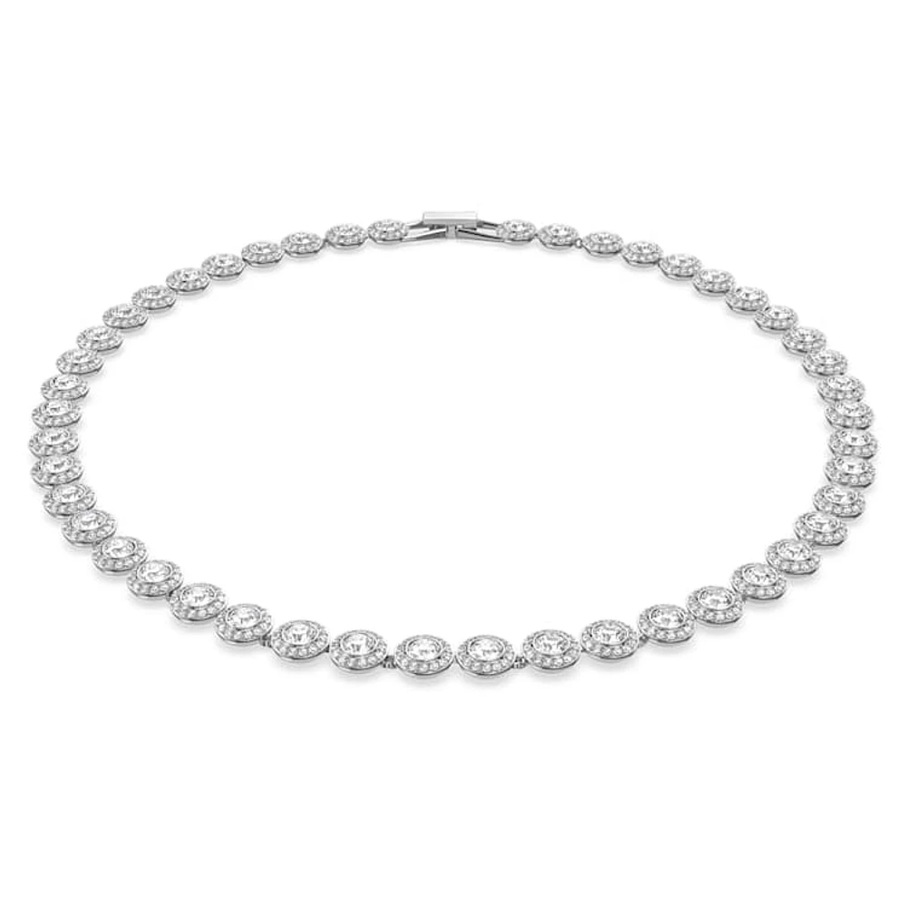 Una Angelic Tennis necklace, Round cut, Medium, White, Rhodium plated by SWAROVSKI