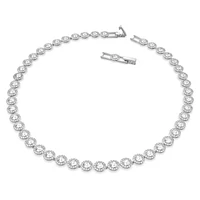 Una Angelic Tennis necklace, Round cut, Medium, White, Rhodium plated by SWAROVSKI