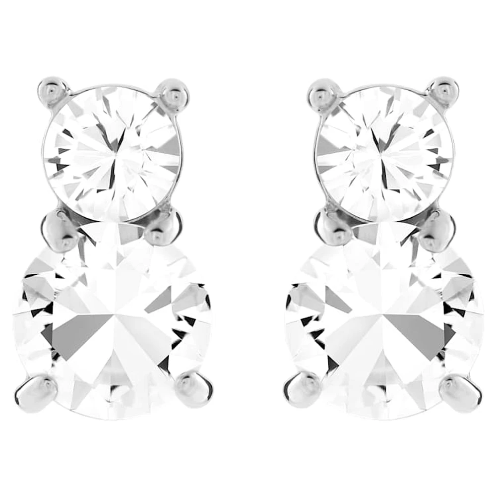 Stilla stud earrings, Round cut, White, Rhodium plated by SWAROVSKI