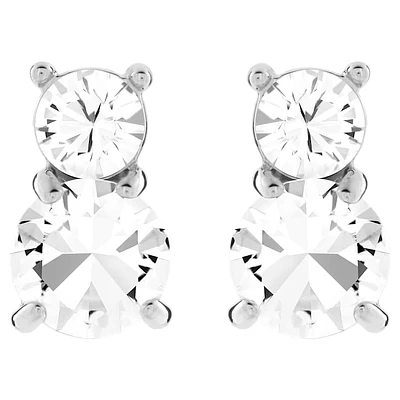 Stilla stud earrings, Round cut, White, Rhodium plated by SWAROVSKI