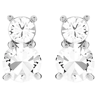 Stilla stud earrings, Round cut, White, Rhodium plated by SWAROVSKI