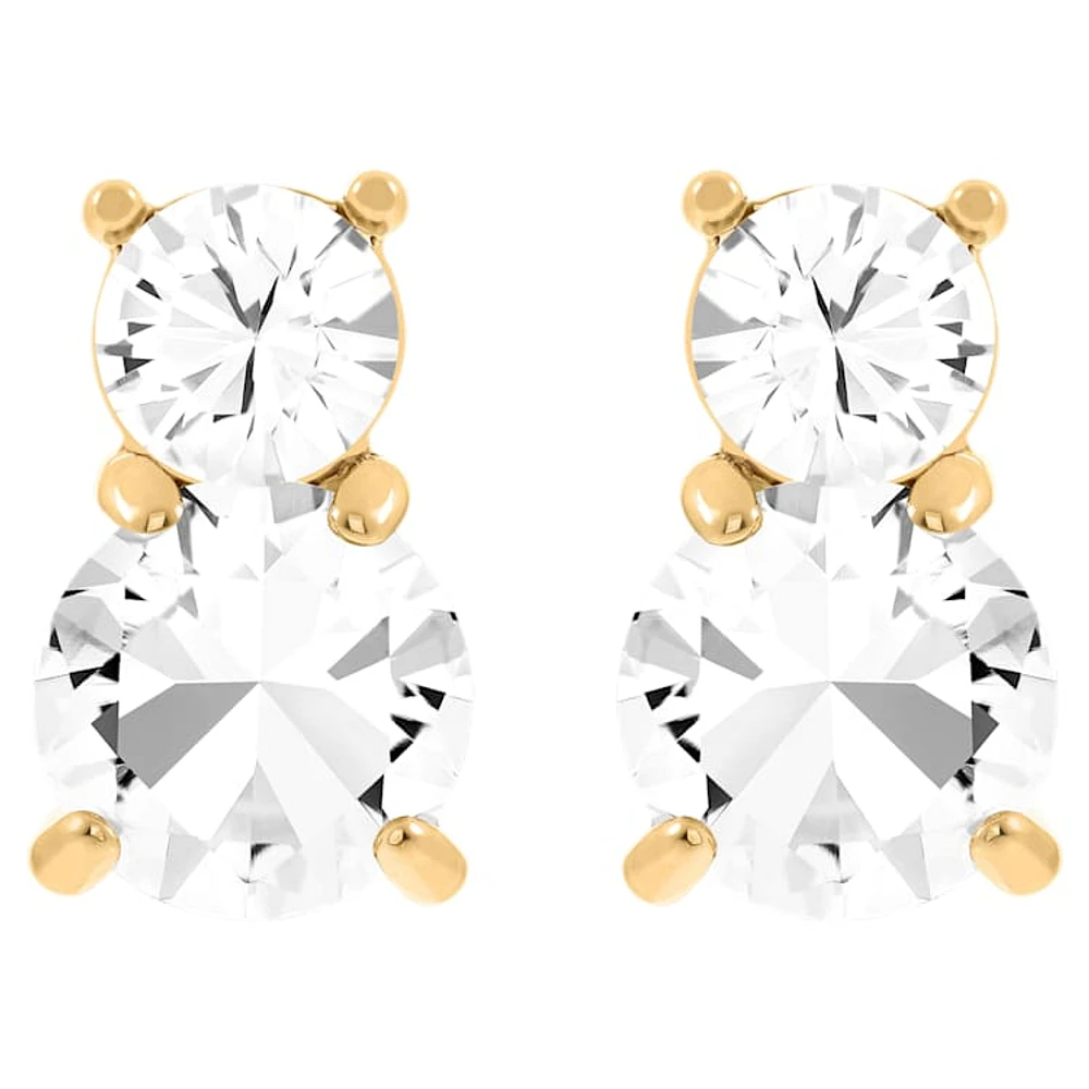 Stilla stud earrings, Round cut, White, Gold-tone plated by SWAROVSKI