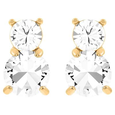 Stilla stud earrings, Round cut, White, Gold-tone plated by SWAROVSKI