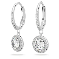 Una Angelic drop earrings, Round cut, White, Rhodium plated by SWAROVSKI