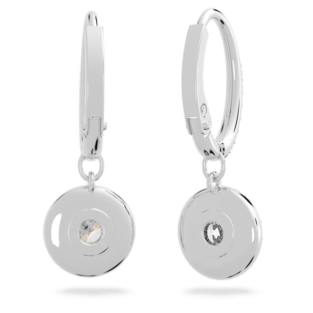 Una Angelic drop earrings, Round cut, White, Rhodium plated by SWAROVSKI