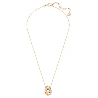 Hyperbola pendant, Pavé, Intertwined circles, White, Rose gold-tone plated by SWAROVSKI