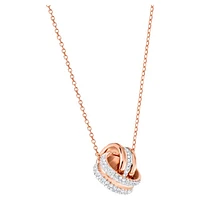 Hyperbola pendant, Pavé, Intertwined circles, White, Rose gold-tone plated by SWAROVSKI