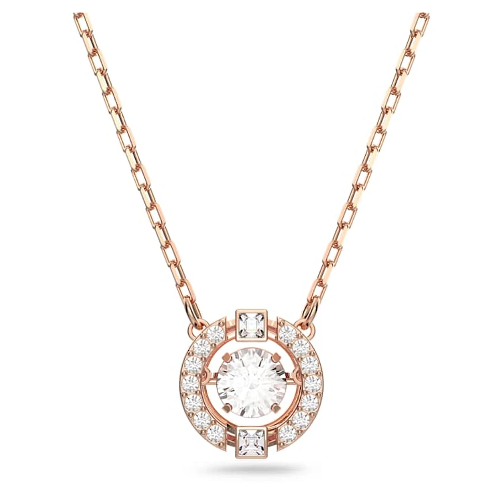 Una necklace, Round cut, White, Rose gold-tone plated by SWAROVSKI