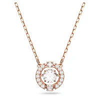 Una necklace, Round cut, White, Rose gold-tone plated by SWAROVSKI