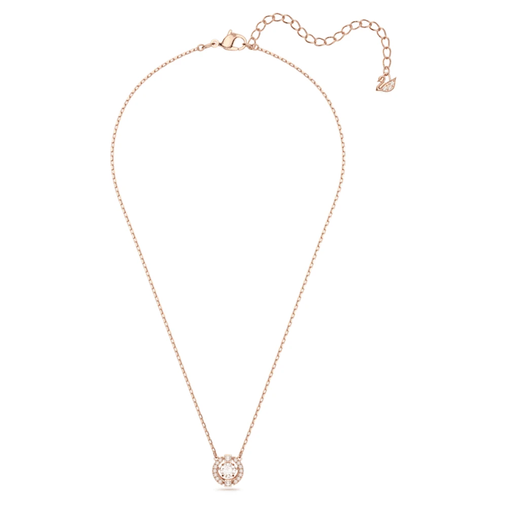 Una necklace, Round cut, White, Rose gold-tone plated by SWAROVSKI