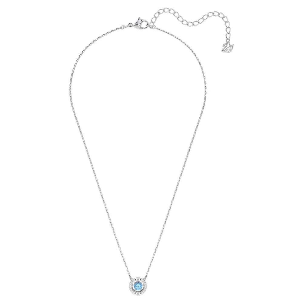 Una necklace, Round cut, Blue, Rhodium plated by SWAROVSKI