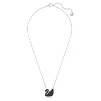 Swan pendant, Swan, Black, Rhodium plated by SWAROVSKI