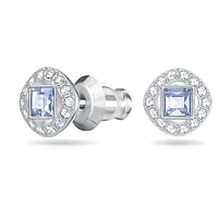 Una Angelic stud earrings, Square cut, Blue, Rhodium plated by SWAROVSKI