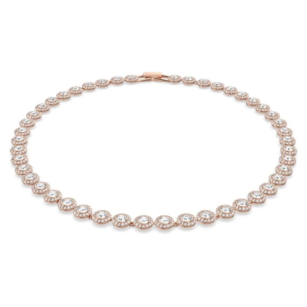 Una Angelic Tennis necklace, Round cut, Medium, White, Rose gold-tone plated by SWAROVSKI