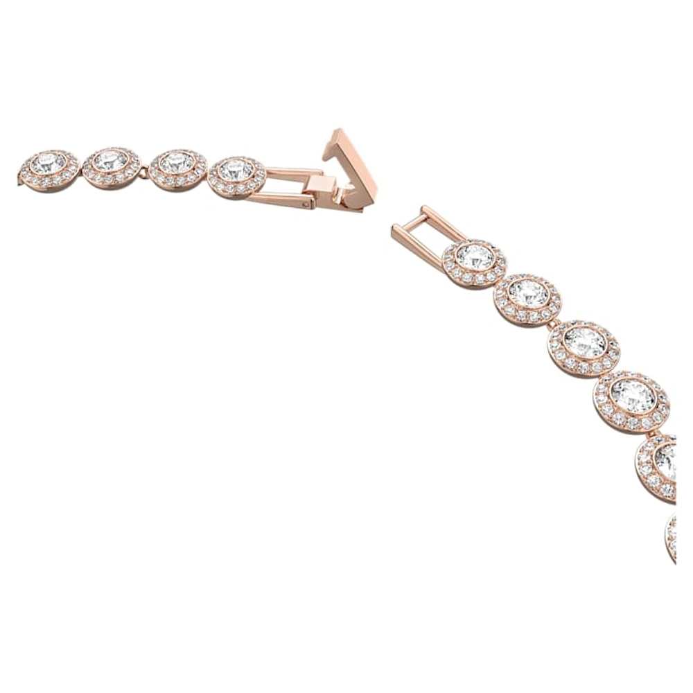 Una Angelic Tennis necklace, Round cut, Medium, White, Rose gold-tone plated by SWAROVSKI