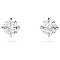 Stilla Attract stud earrings, Round cut, White, Rhodium plated by SWAROVSKI