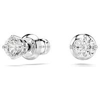 Stilla Attract stud earrings, Round cut, White, Rhodium plated by SWAROVSKI