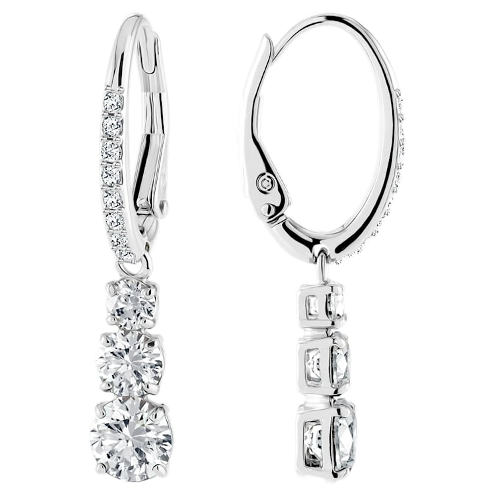 Stilla Attract hoop earrings, Round cut, White, Rhodium plated by SWAROVSKI