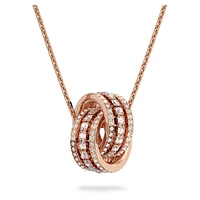 Hyperbola pendant, Intertwined circles, White, Rose gold-tone plated by SWAROVSKI