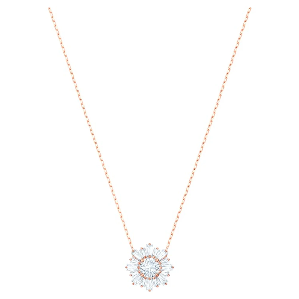 Idyllia pendant, Mixed cuts, Sun, White, Rose gold-tone plated by SWAROVSKI