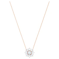 Idyllia pendant, Mixed cuts, Sun, White, Rose gold-tone plated by SWAROVSKI