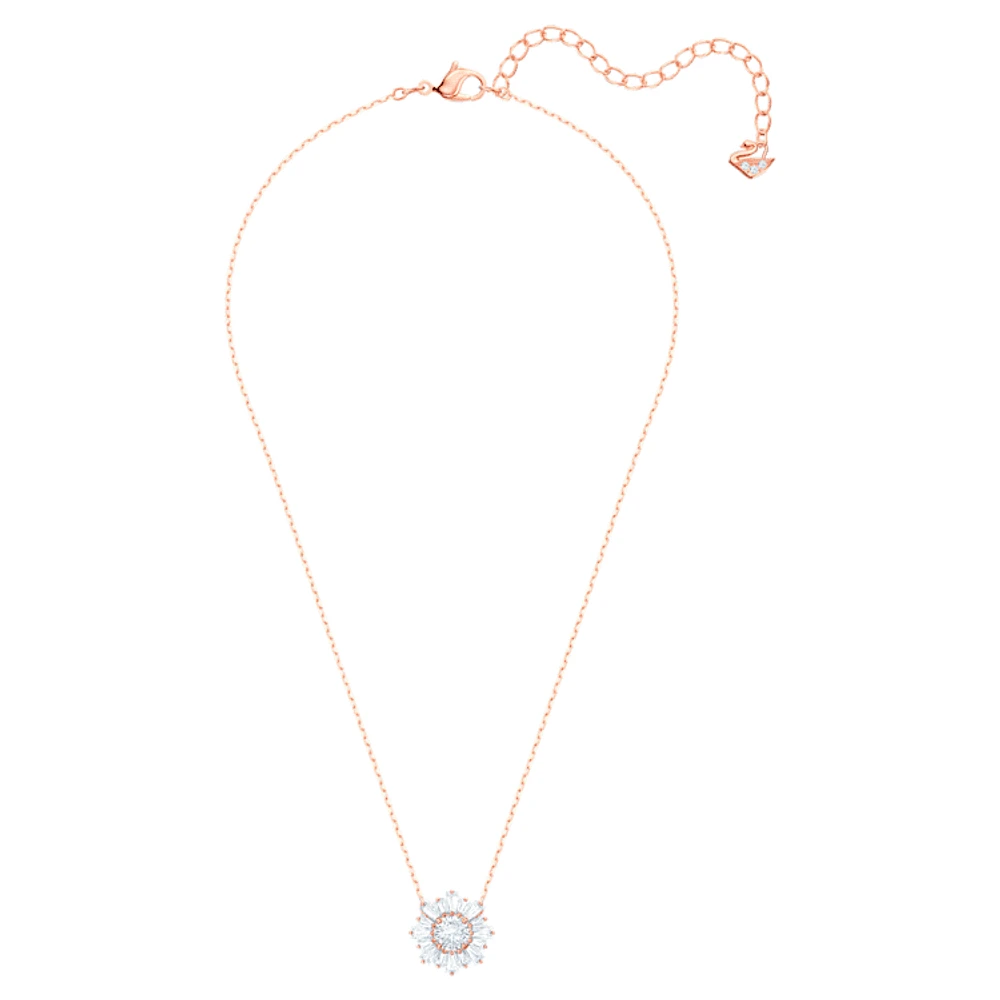 Idyllia pendant, Mixed cuts, Sun, White, Rose gold-tone plated by SWAROVSKI