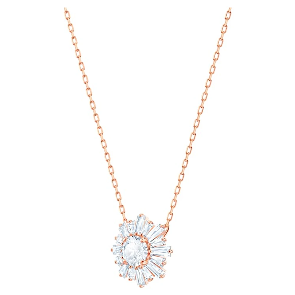 Idyllia pendant, Mixed cuts, Sun, White, Rose gold-tone plated by SWAROVSKI