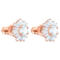 Idyllia stud earrings, Mixed cuts, Sun, White, Rose gold-tone plated by SWAROVSKI