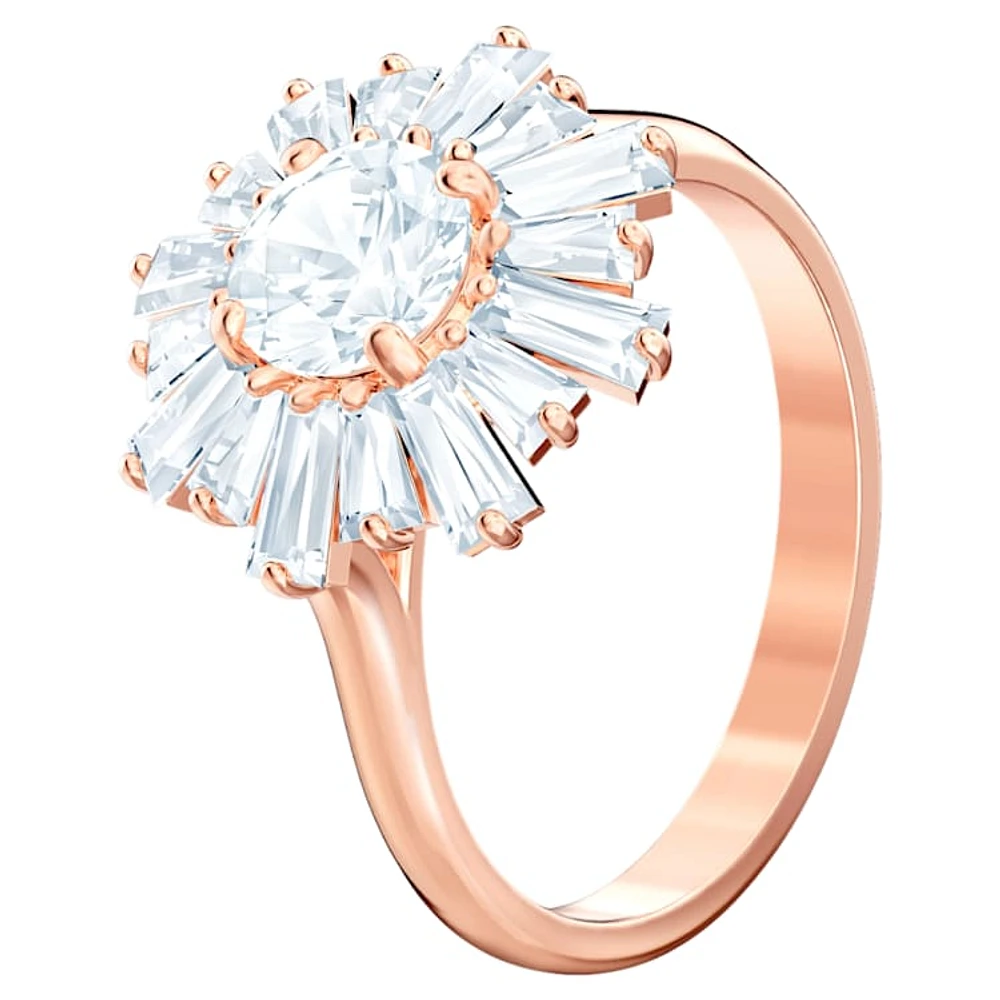 Idyllia ring, Mixed cuts, Sun, White, Rose gold-tone plated by SWAROVSKI