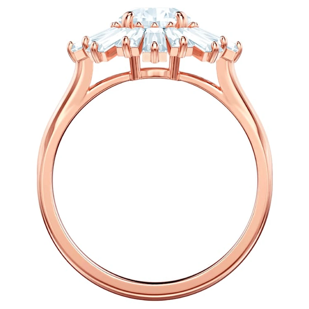 Idyllia ring, Mixed cuts, Sun, White, Rose gold-tone plated by SWAROVSKI