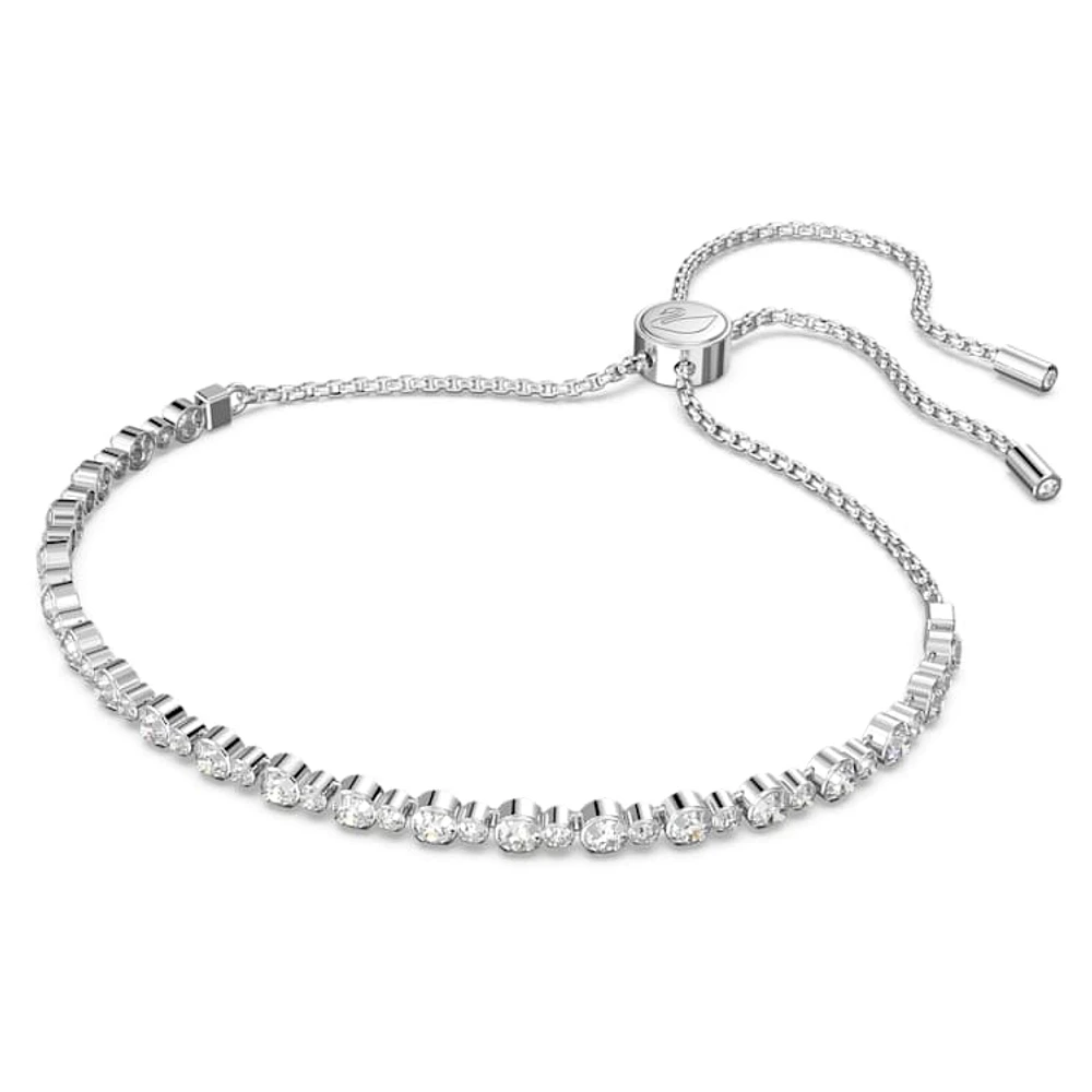 Matrix Tennis bracelet, Round cut, White, Rhodium plated by SWAROVSKI