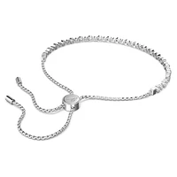 Matrix Tennis bracelet, Round cut, White, Rhodium plated by SWAROVSKI