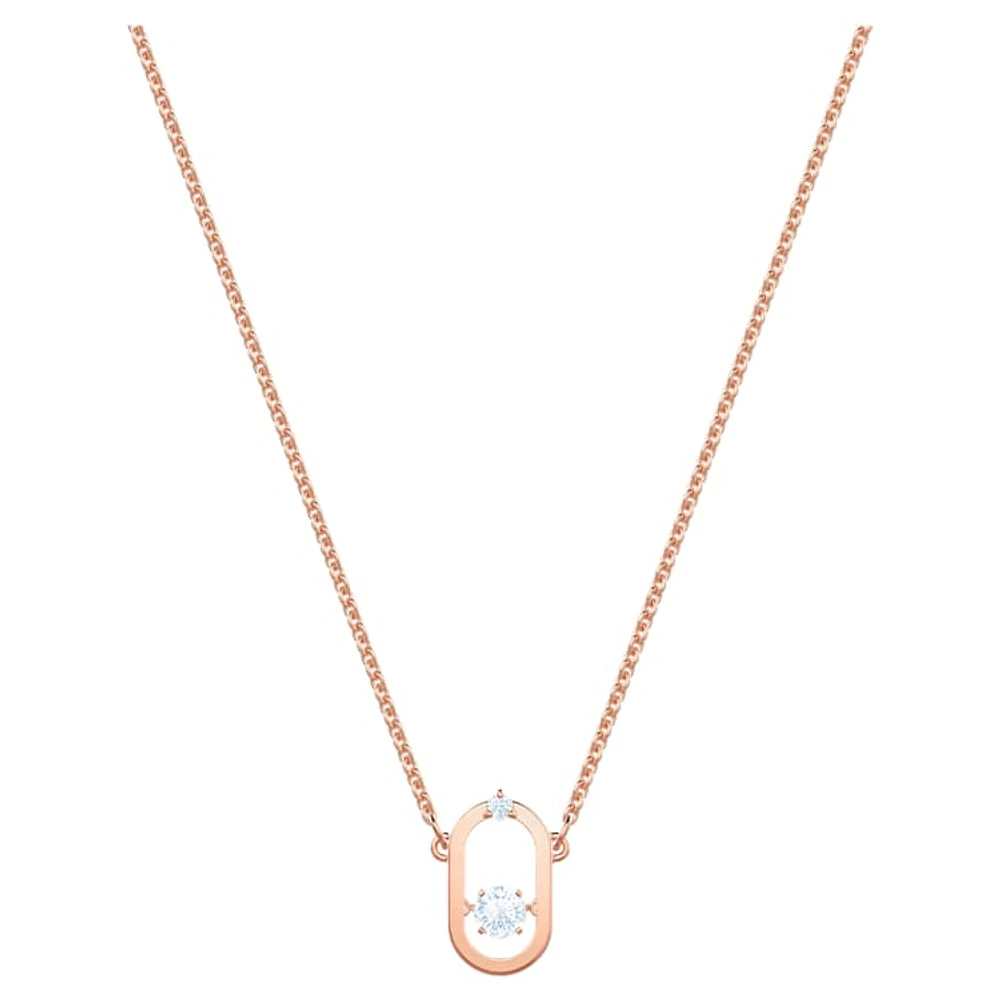 Una necklace, Round cut, Oval shape, White, Rose gold-tone plated by SWAROVSKI