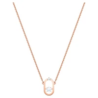 Una necklace, Round cut, Oval shape, White, Rose gold-tone plated by SWAROVSKI