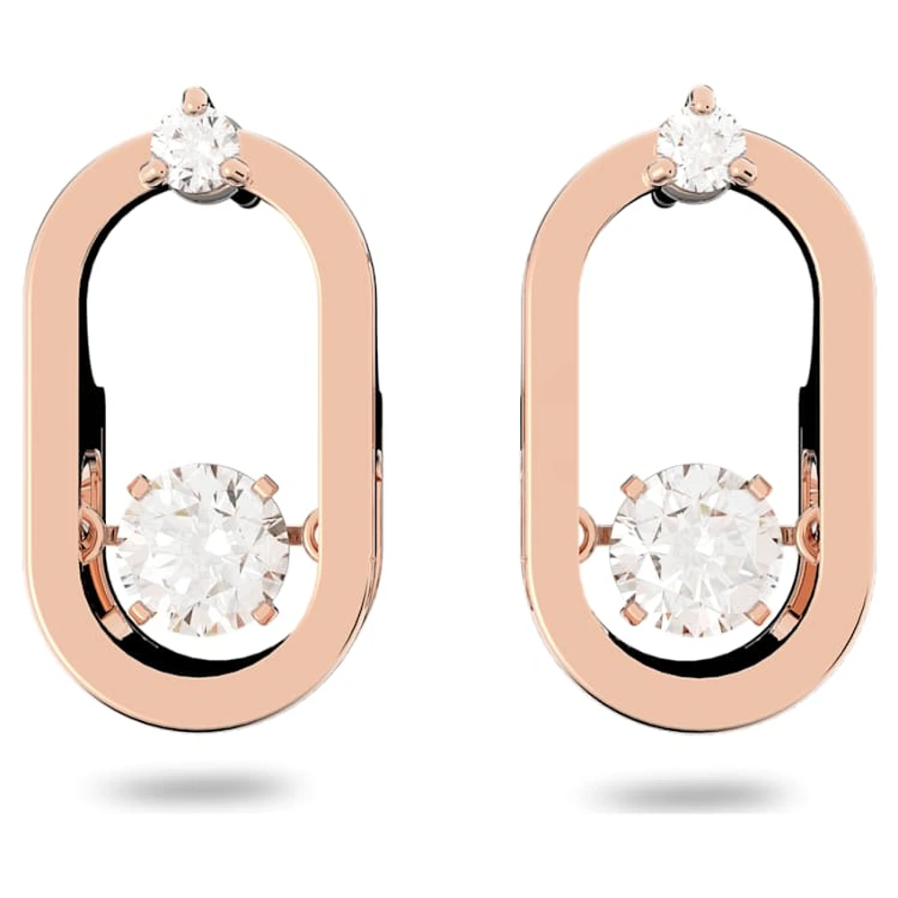 Una stud earrings, Round cut, Oval shape, White, Rose gold-tone plated by SWAROVSKI