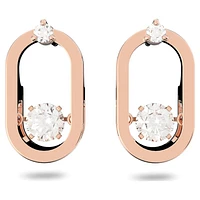 Una stud earrings, Round cut, Oval shape, White, Rose gold-tone plated by SWAROVSKI