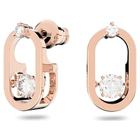 Una stud earrings, Round cut, Oval shape, White, Rose gold-tone plated by SWAROVSKI