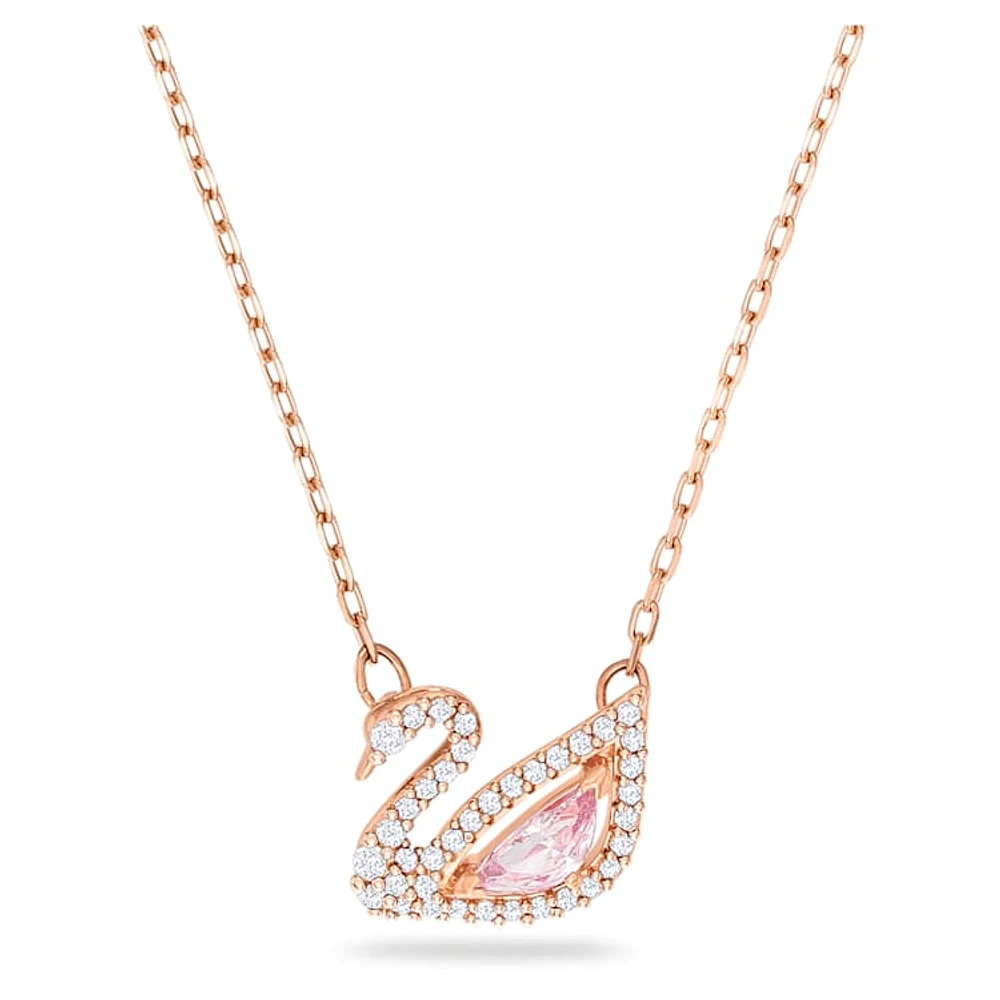 Swan necklace, Swan, Pink, Rose gold-tone plated by SWAROVSKI