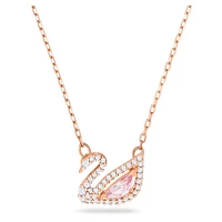 Swan necklace, Swan, Pink, Rose gold-tone plated by SWAROVSKI