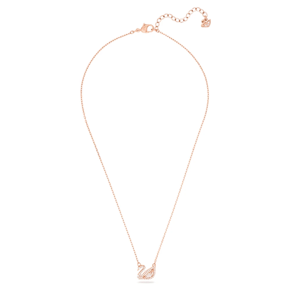 Swan necklace, Swan, Pink, Rose gold-tone plated by SWAROVSKI