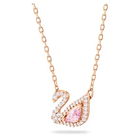 Swan necklace, Swan, Pink, Rose gold-tone plated by SWAROVSKI