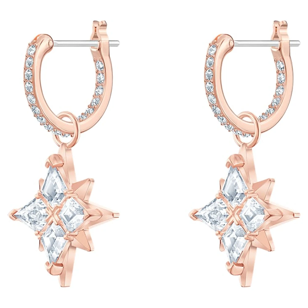 Symbolica drop earrings, Star, White, Rose gold-tone plated by SWAROVSKI