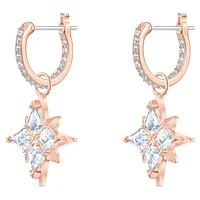 Symbolica drop earrings, Star, White, Rose gold-tone plated by SWAROVSKI