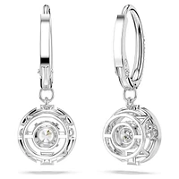 Una drop earrings, Round cut, White, Rhodium plated by SWAROVSKI