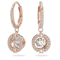 Una drop earrings, Round cut, White, Rose gold-tone plated by SWAROVSKI